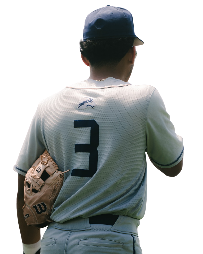 UNF baseball player on the field at Harmon Stadium in Jacksonville Fl.
